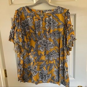 LOFT Ruffle Sleeve Floral Top